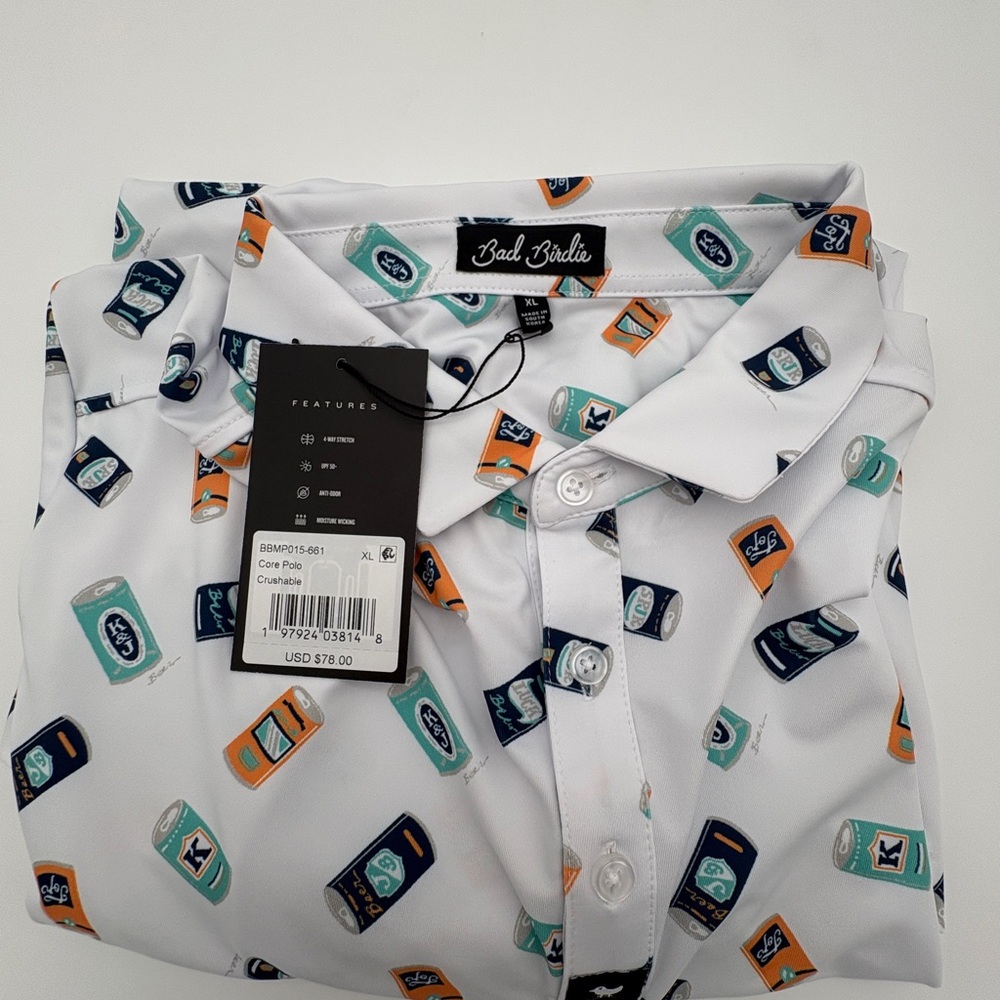 NWT Mens Bad Birdie Size XL Crushable Pattern Core Performance Polo Shirt Top - Picture 5 of 6